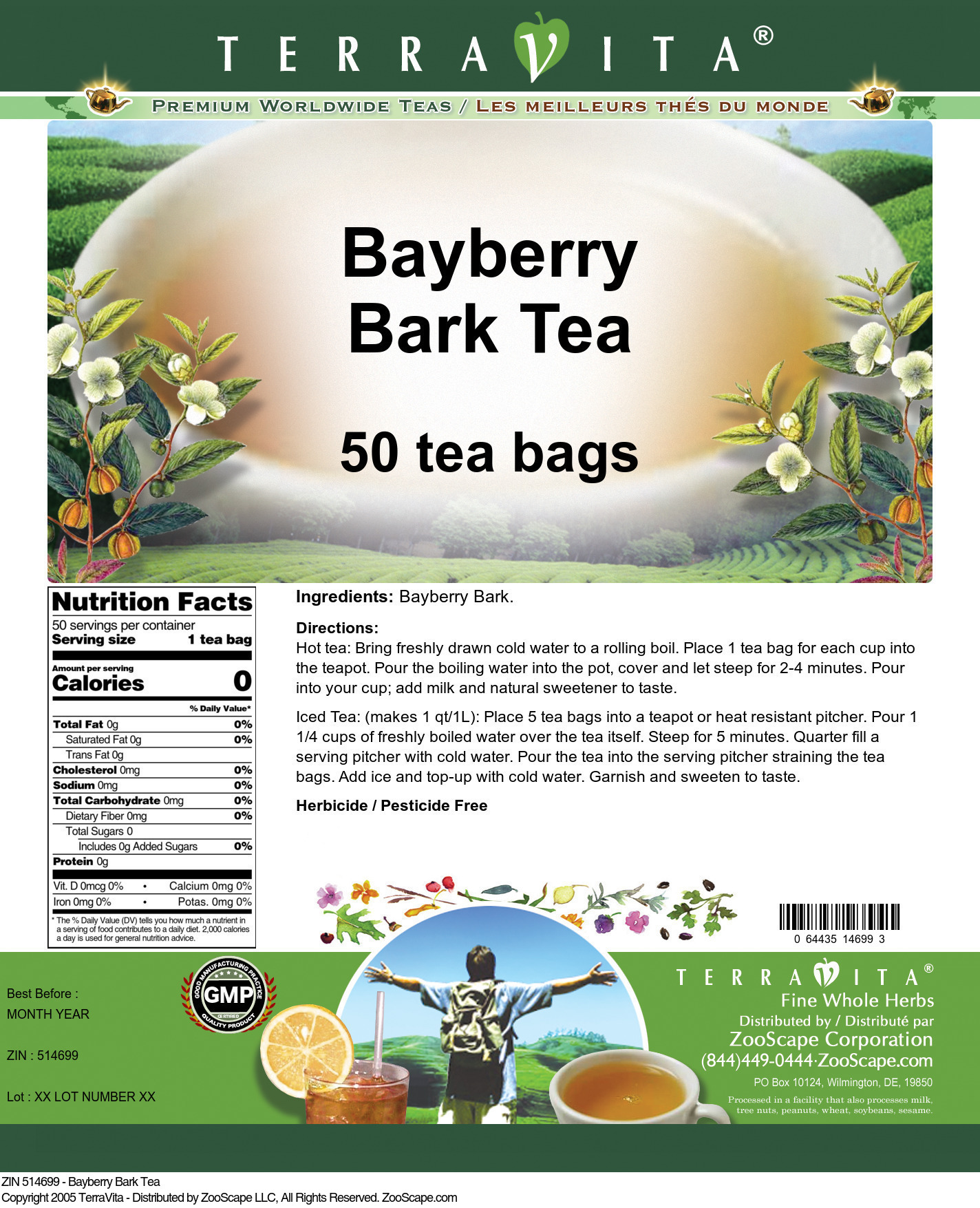 Bayberry Bark Tea - Label