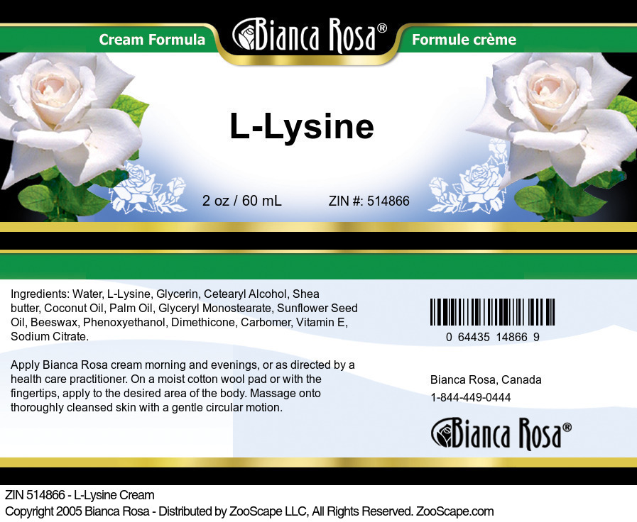 L-Lysine Cream - Label