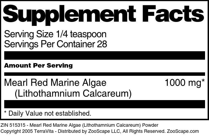 Mearl Red Marine Algae (Lithothamnium Calcareum) Powder - Supplement / Nutrition Facts