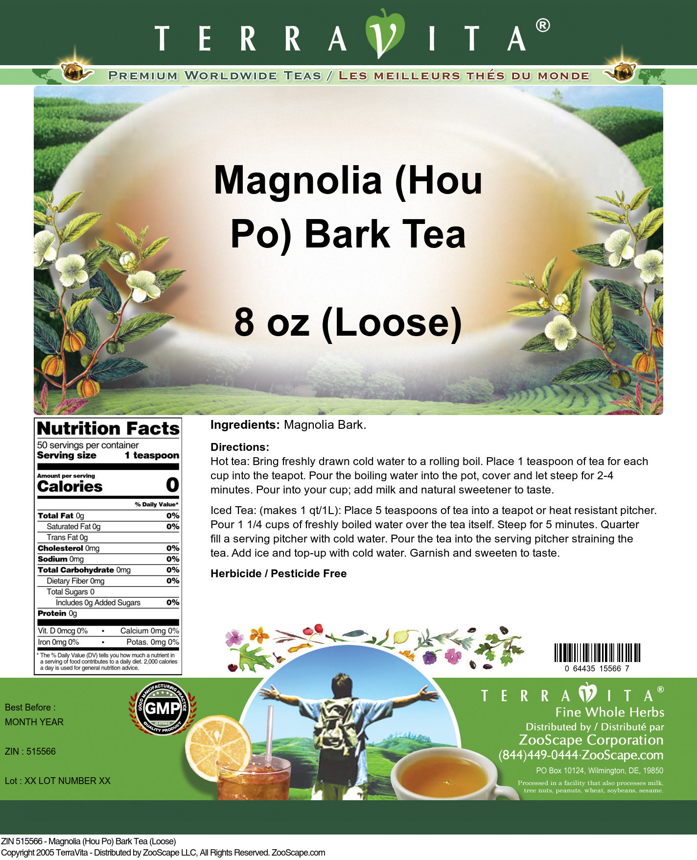 Magnolia (Hou Po) Bark Tea (Loose) - Label