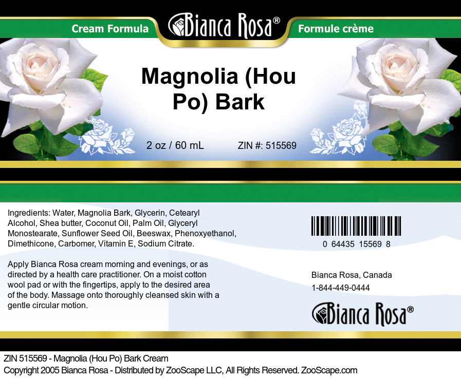 Magnolia (Hou Po) Bark Cream - Label