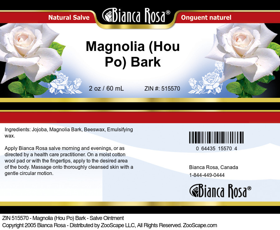 Magnolia (Hou Po) Bark - Salve Ointment - Label