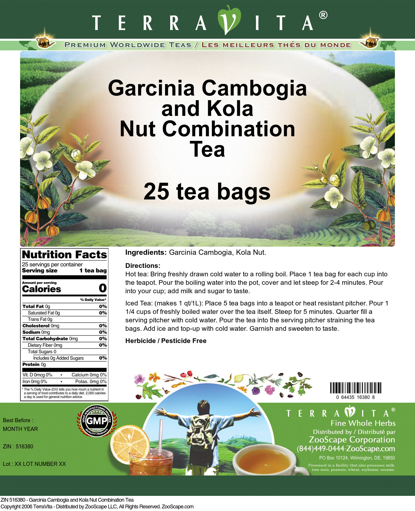 Garcinia Cambogia and Kola Nut Combination Tea - Label