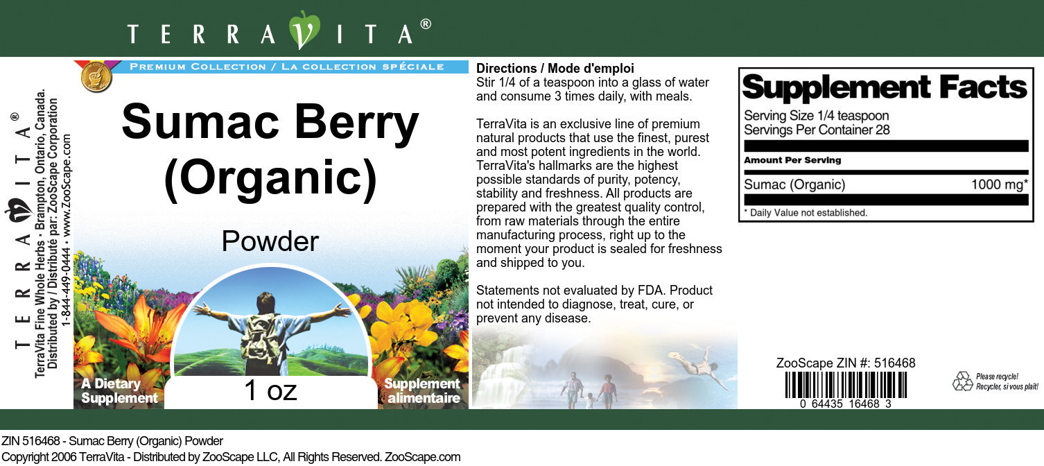 Sumac Berry (Organic) Powder - Label