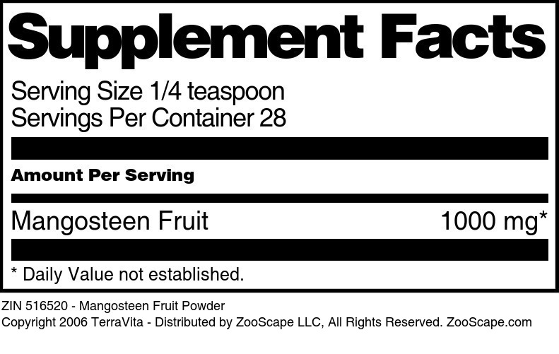 Mangosteen Fruit Powder - Supplement / Nutrition Facts