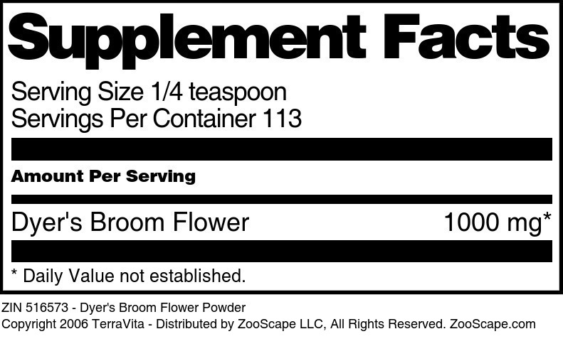 Dyer's Broom Flower Powder - Supplement / Nutrition Facts