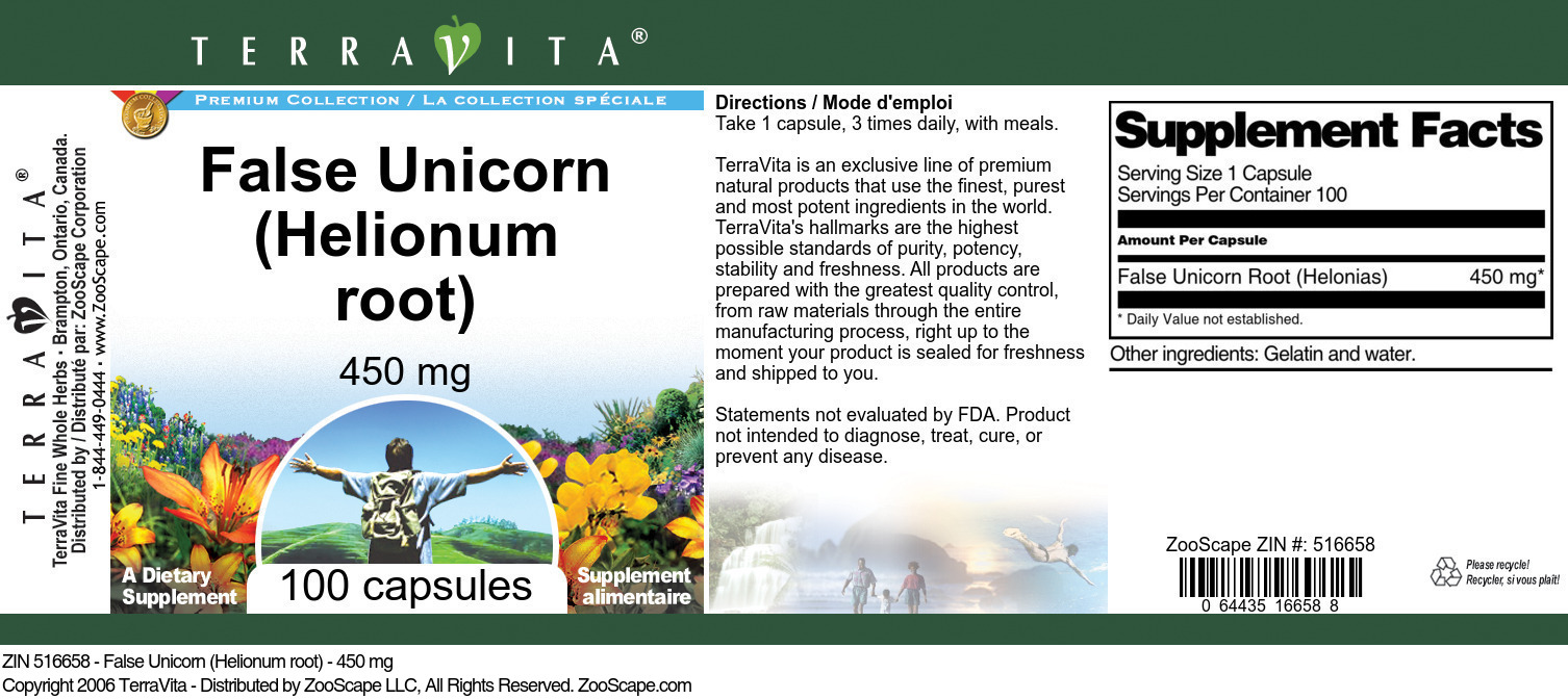 False Unicorn (Helionum root) - 450 mg - Label
