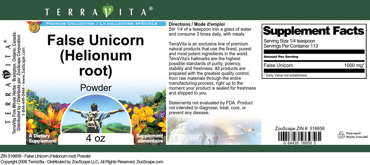 False Unicorn (Helionum root) Powder - Label