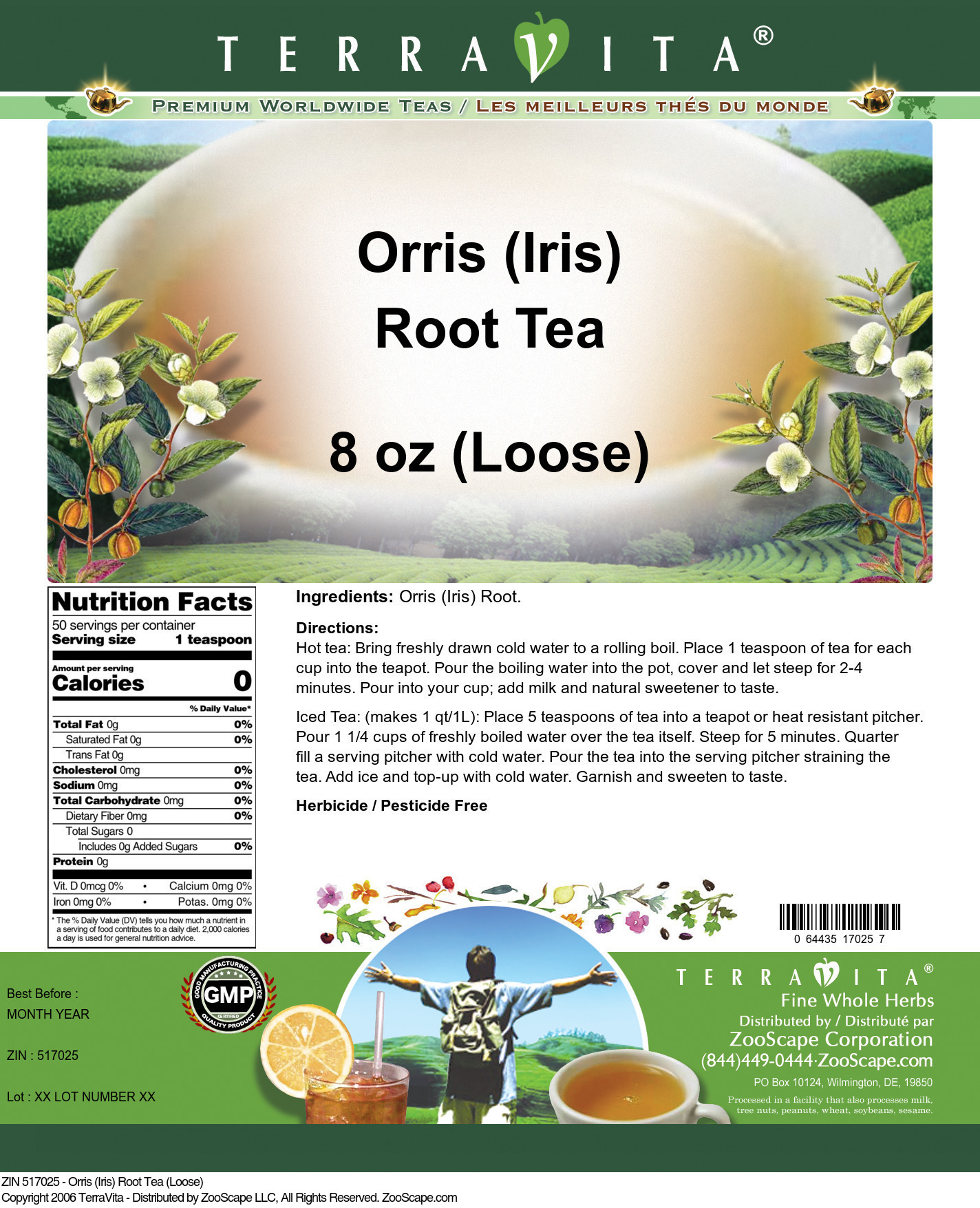 Orris (Iris) Root Tea (Loose) - Label