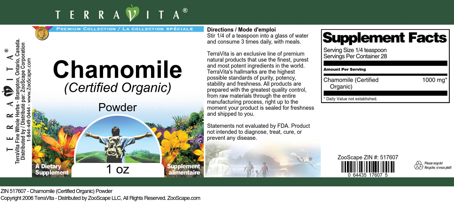 Chamomile (Certified Organic) Powder - Label