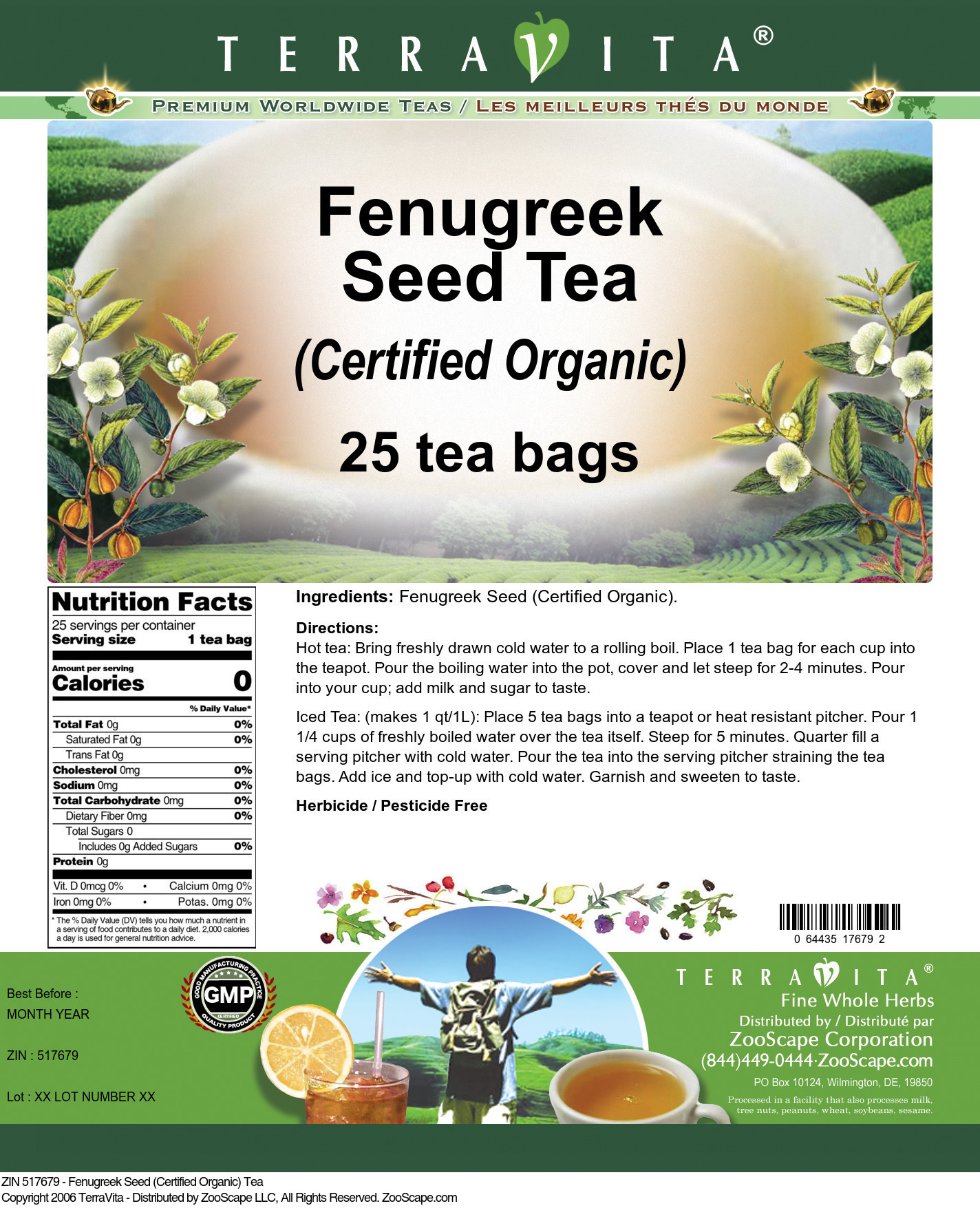 Fenugreek Seed (Certified Organic) Tea - Label