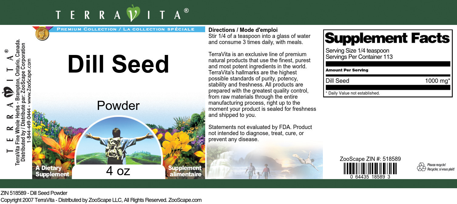 Dill Seed Powder - Label