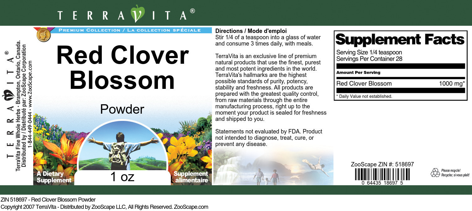 Red Clover Blossom Powder - Label