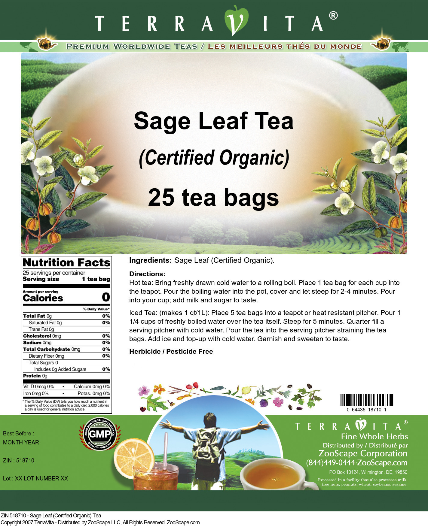 Sage Leaf (Certified Organic) Tea - Label