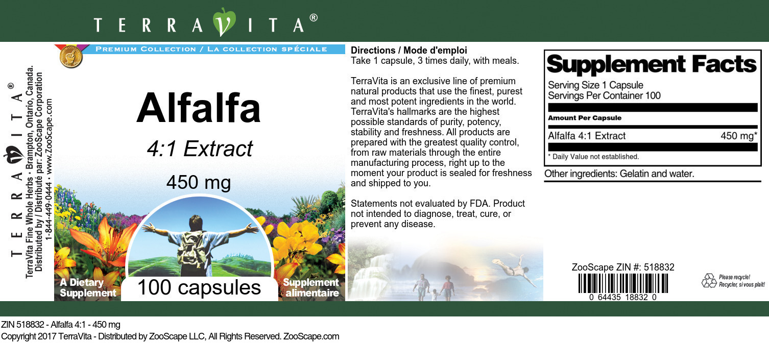 Alfalfa 4:1 - 450 mg - Label