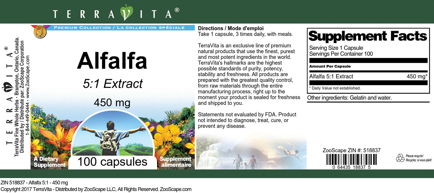 Alfalfa 5:1 - 450 mg - Label