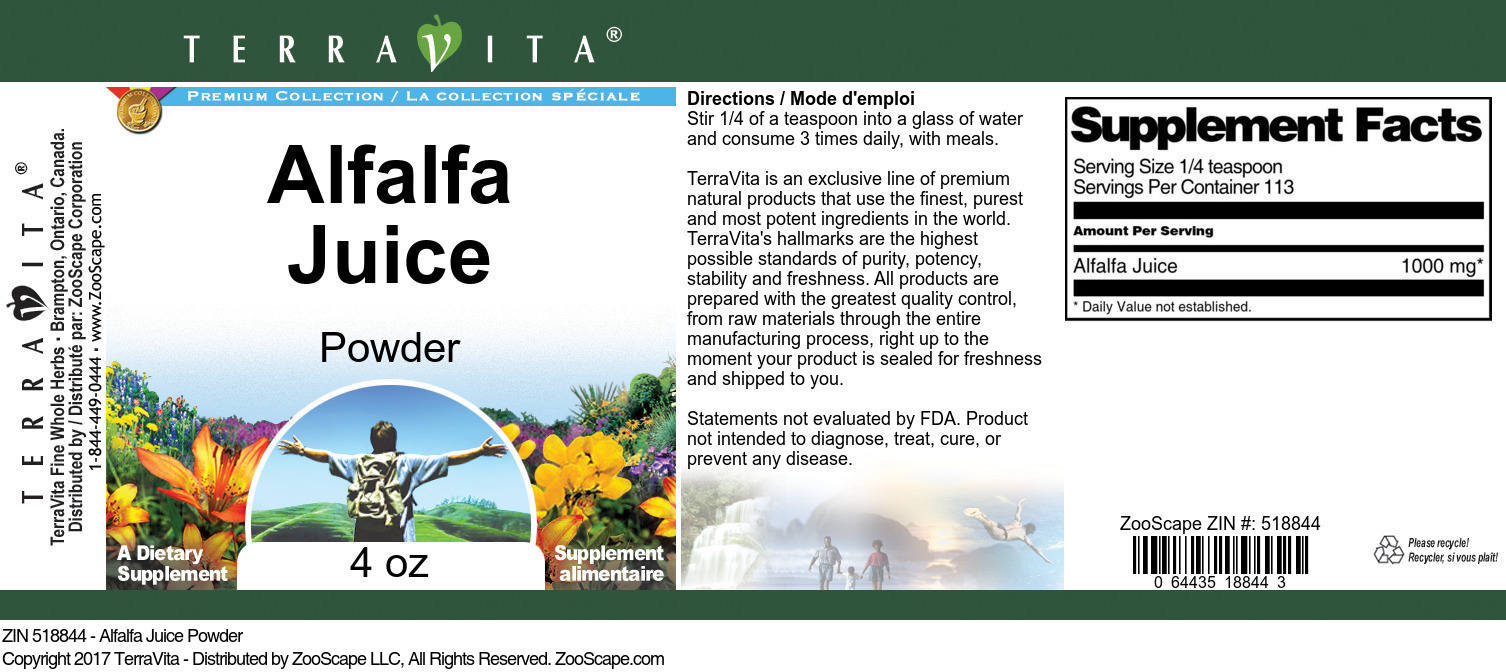 Alfalfa Juice Powder - Label