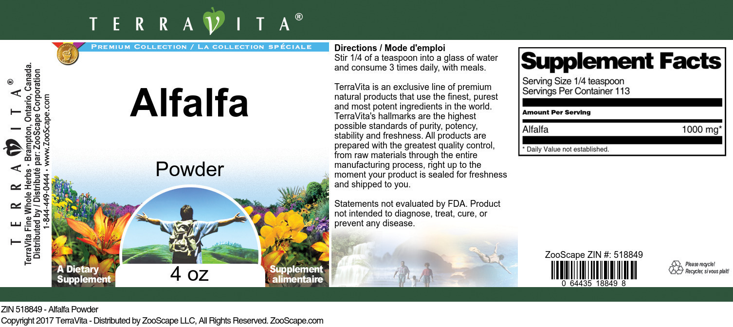 Alfalfa Powder - Label