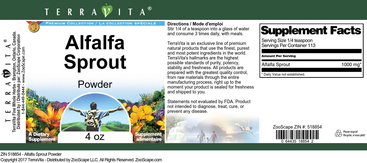 Alfalfa Sprout Powder - Label