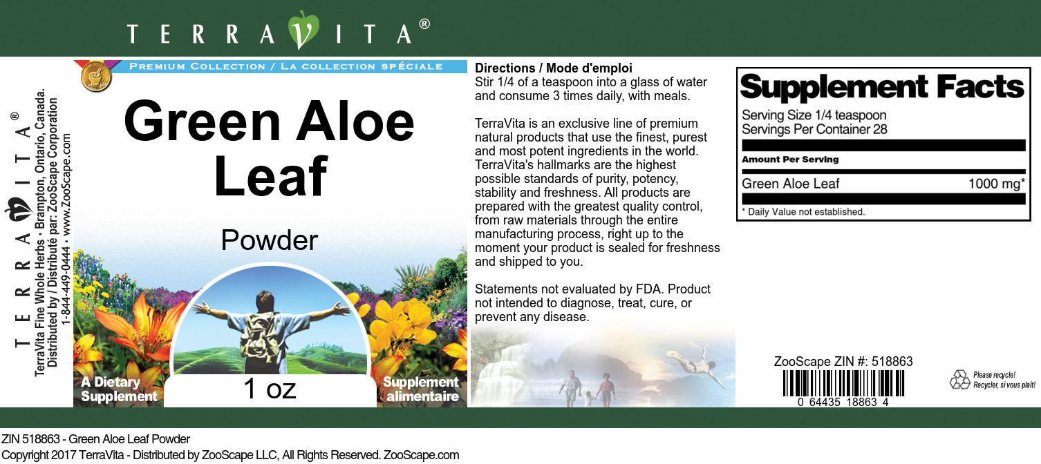 Green Aloe Leaf Powder - Label