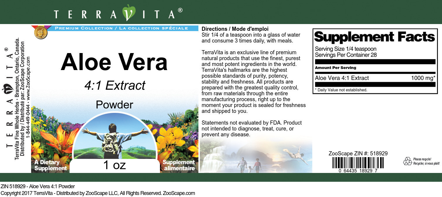 Aloe Vera 4:1 Powder - Label
