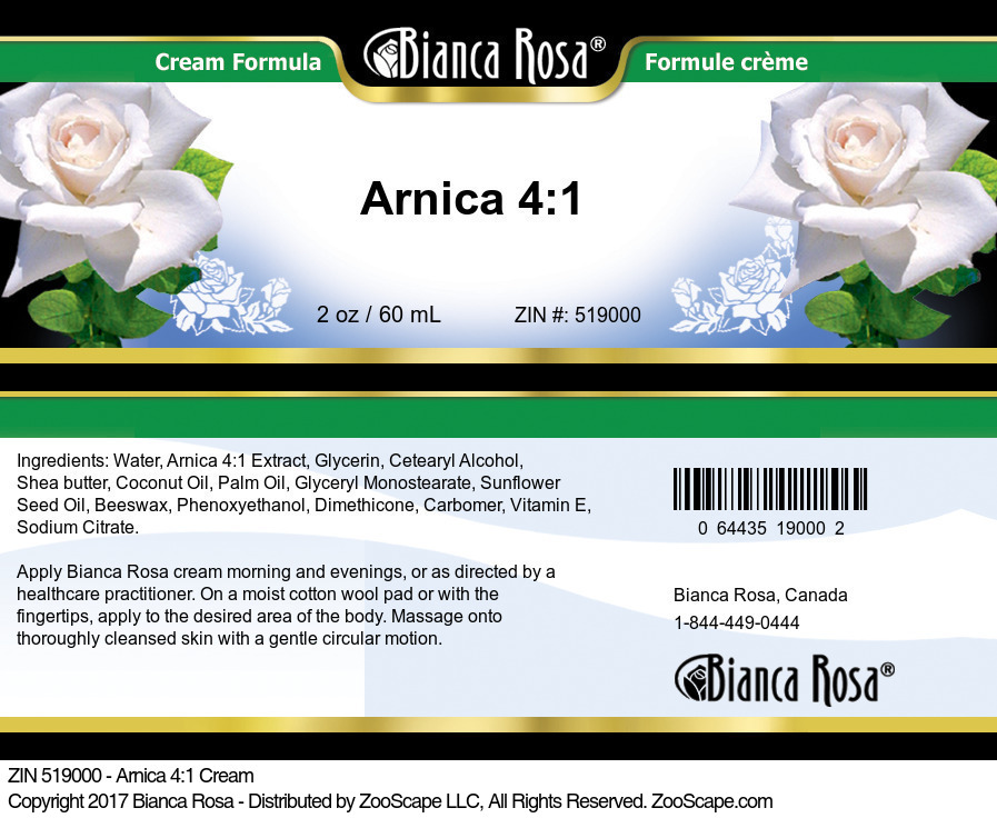 Arnica 4:1 Cream - Label