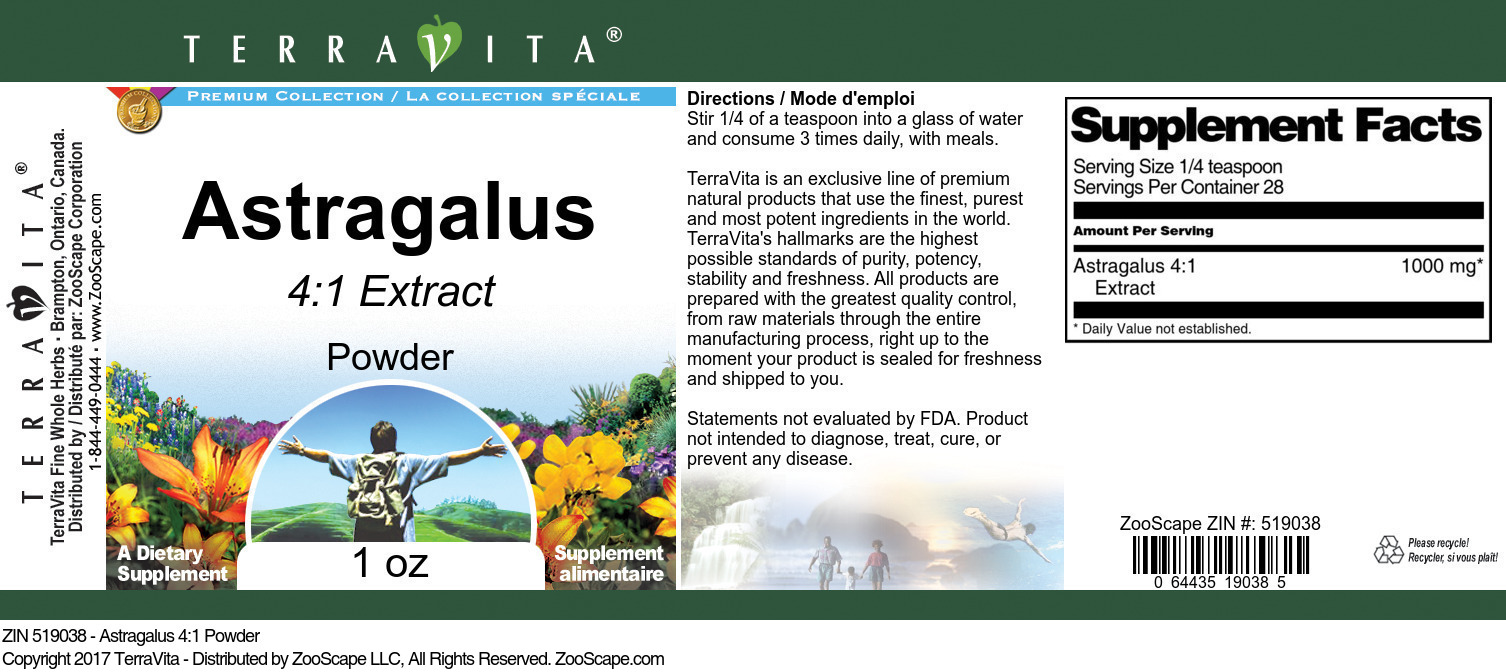 Astragalus 4:1 Powder - Label
