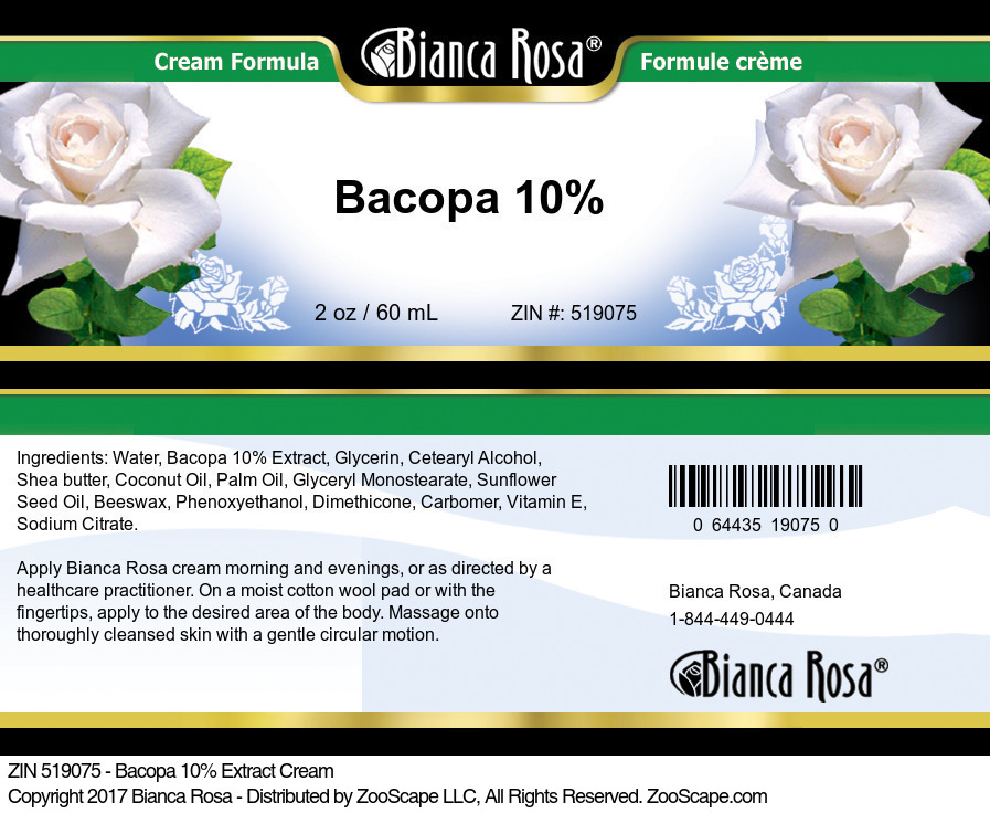 Bacopa 10% Cream - Label