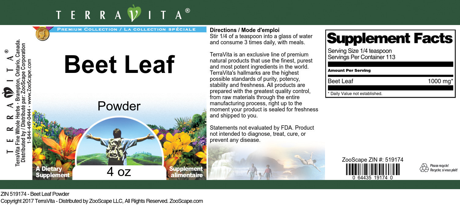 Beet Leaf Powder - Label