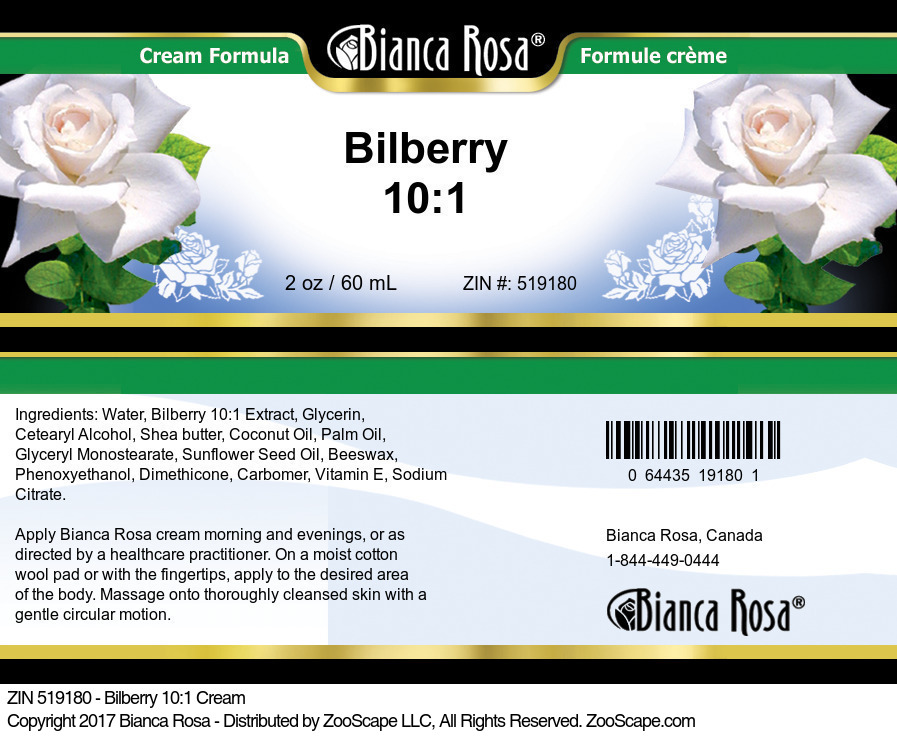 Bilberry 10:1 Cream - Label