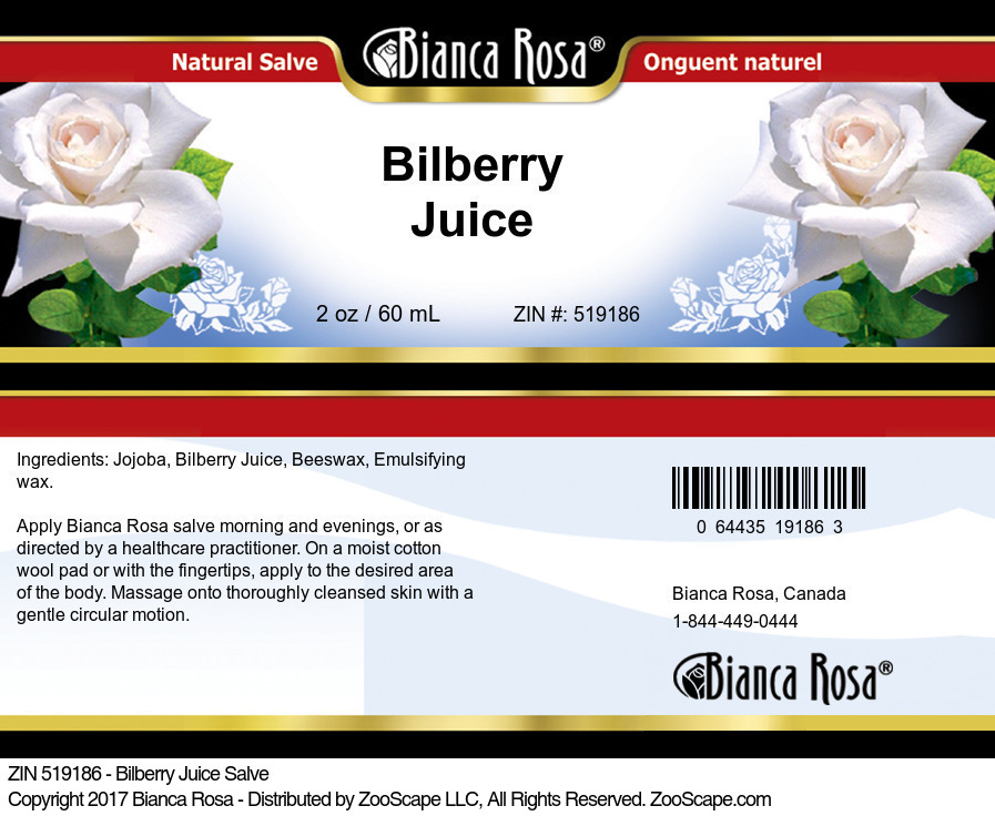 Bilberry Juice Salve - Label