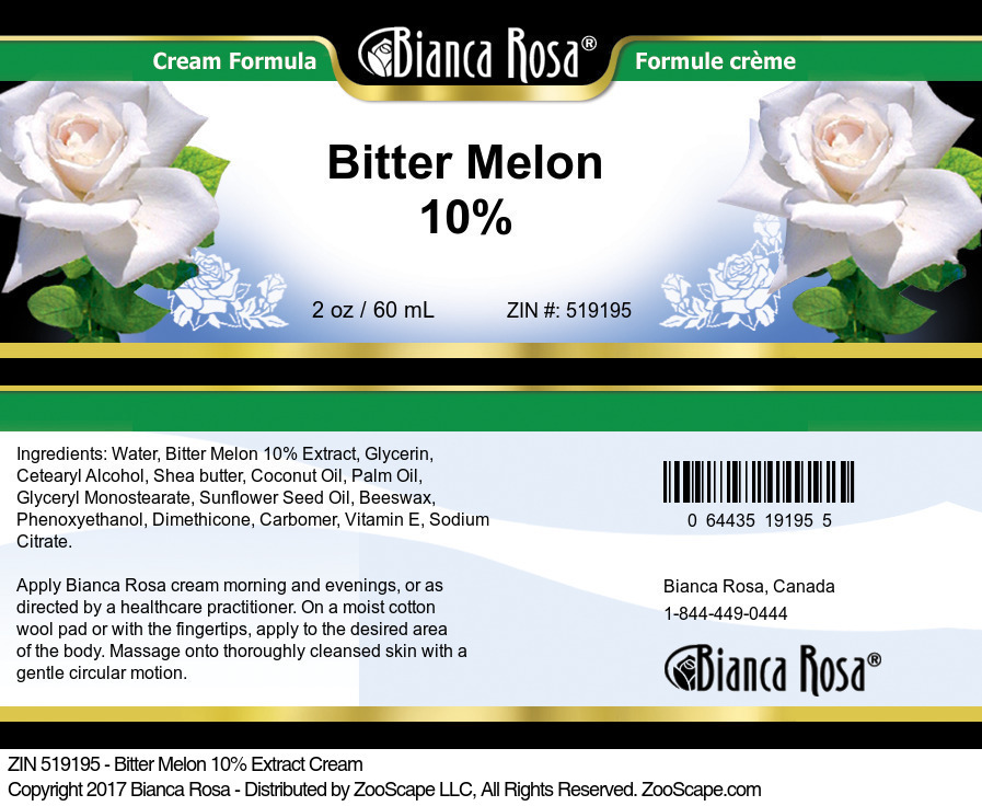 Bitter Melon 10% Cream - Label