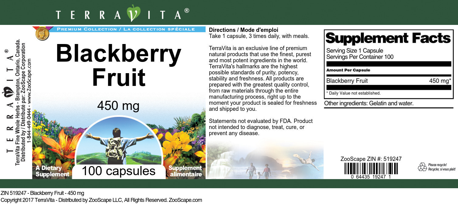 Blackberry Fruit - 450 mg - Label