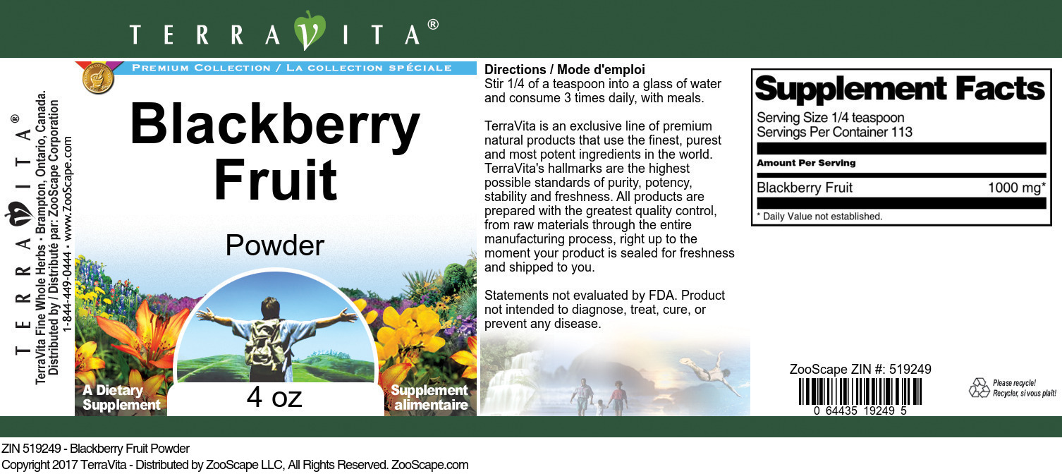 Blackberry Fruit Powder - Label