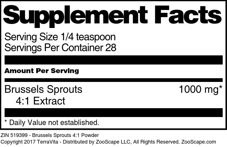 Brussels Sprouts 4:1 Powder - Supplement / Nutrition Facts