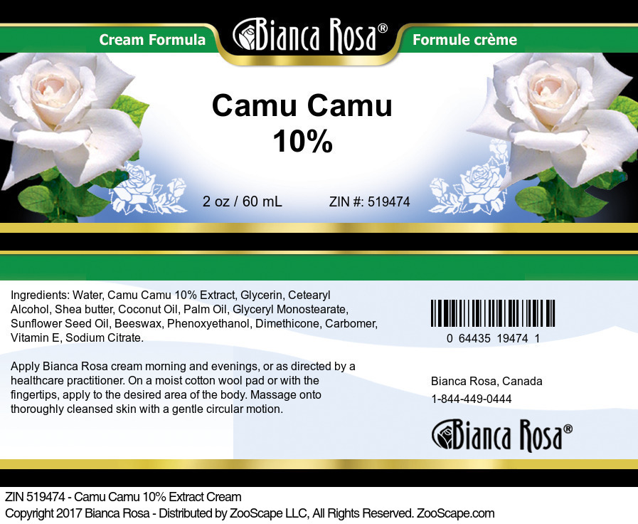 Camu Camu 10% Cream - Label