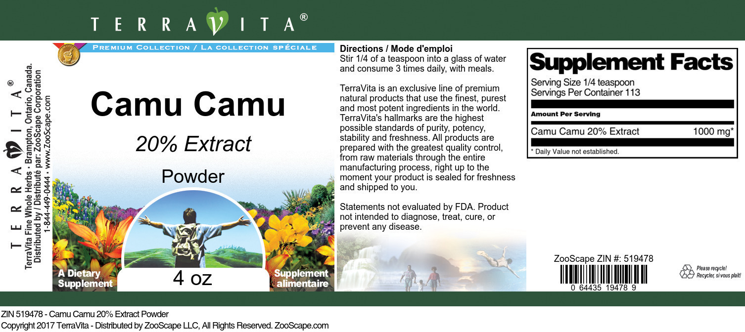 Camu Camu 20% Powder - Label