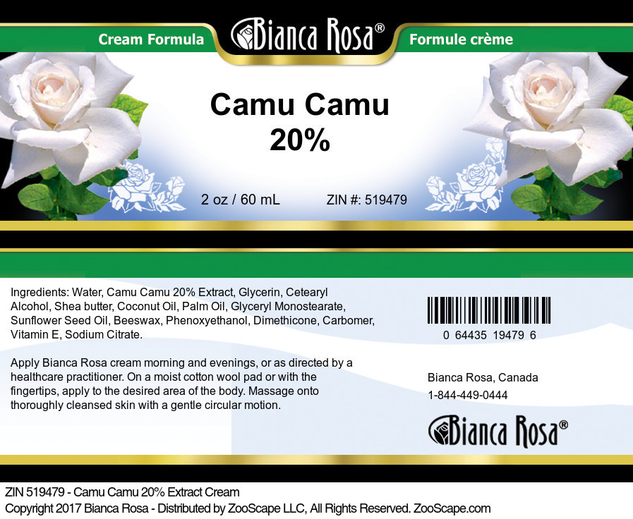 Camu Camu 20% Cream - Label