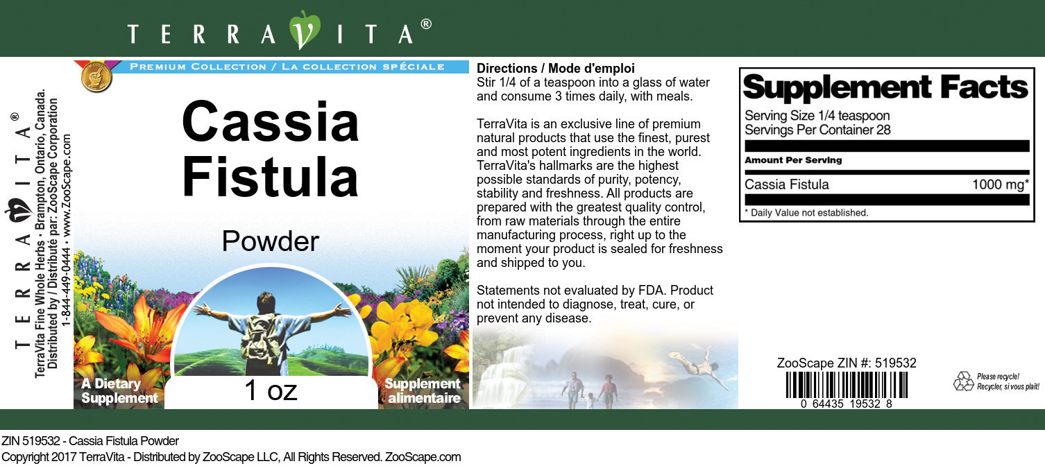 Cassia Fistula Powder - Label