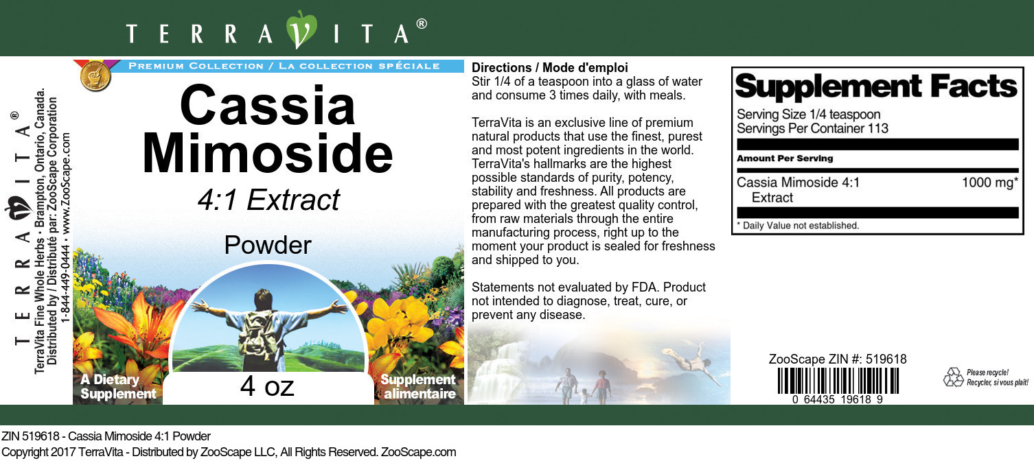 Cassia Mimoside 4:1 Powder - Label