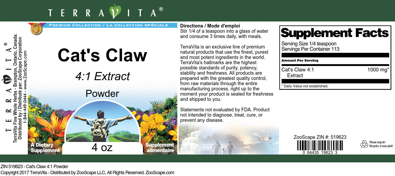 Cat's Claw 4:1 Powder - Label