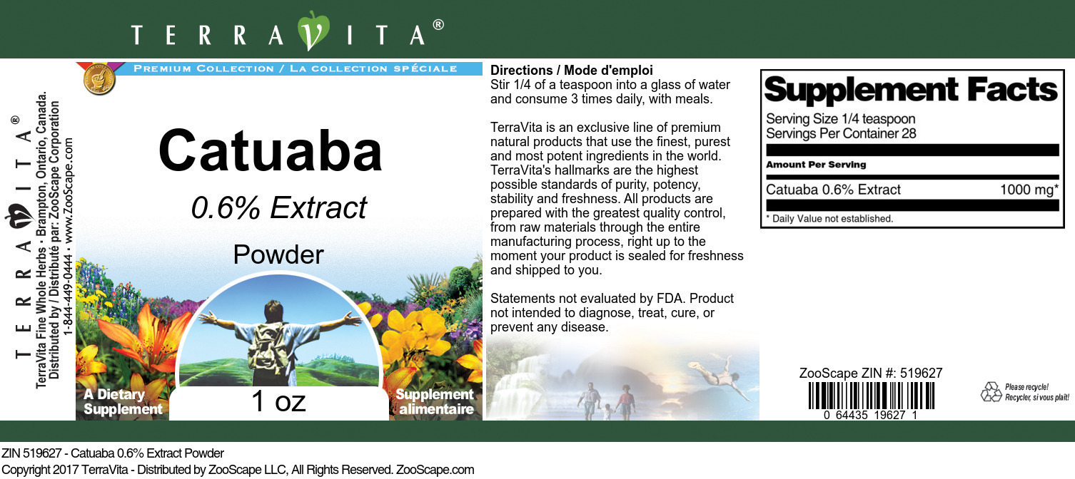 Catuaba 0.6% Powder - Label