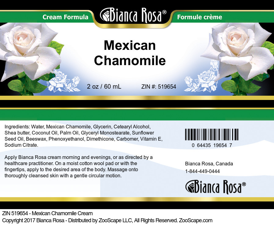 Mexican Chamomile Cream - Label