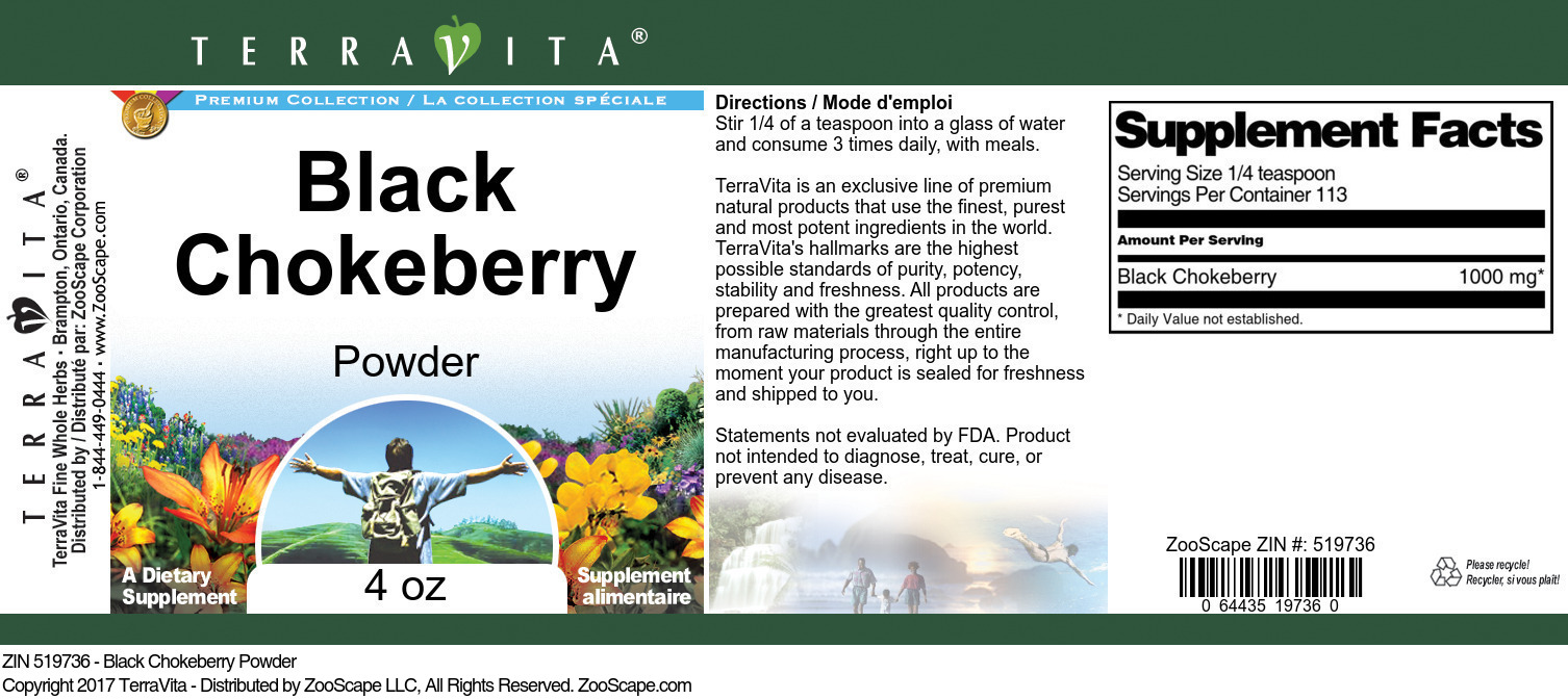 Black Chokeberry Powder - Label