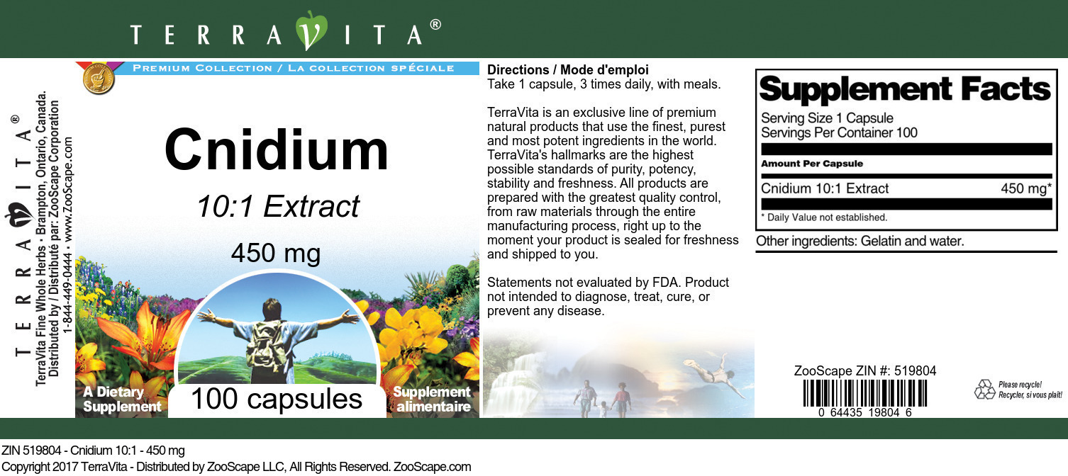 Cnidium 10:1 - 450 mg - Label