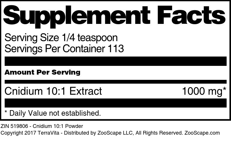 Cnidium 10:1 Powder - Supplement / Nutrition Facts