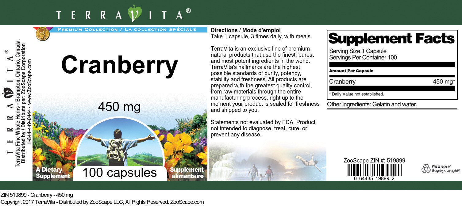 Cranberry - 450 mg - Label