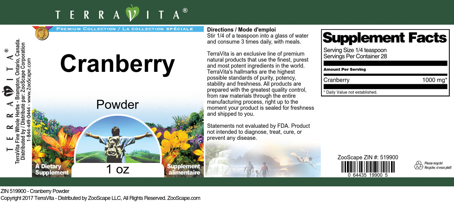 Cranberry Powder - Label