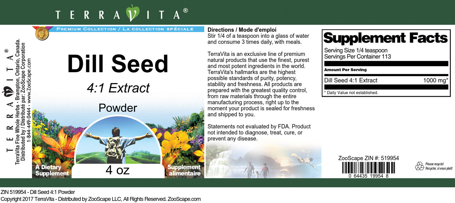 Dill Seed 4:1 Powder - Label