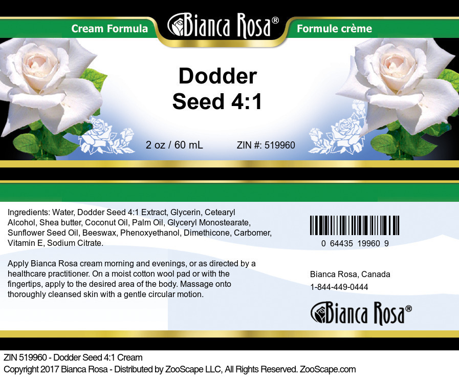 Dodder Seed 4:1 Cream - Label